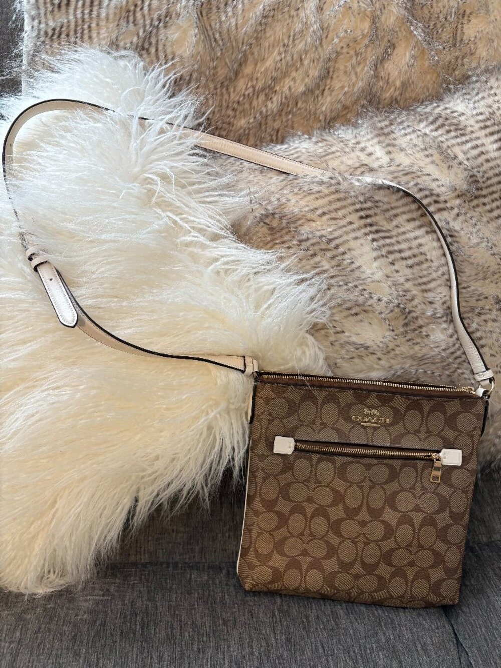 Coach Mini Rowan File Crossbody Bag Khaki Chalk